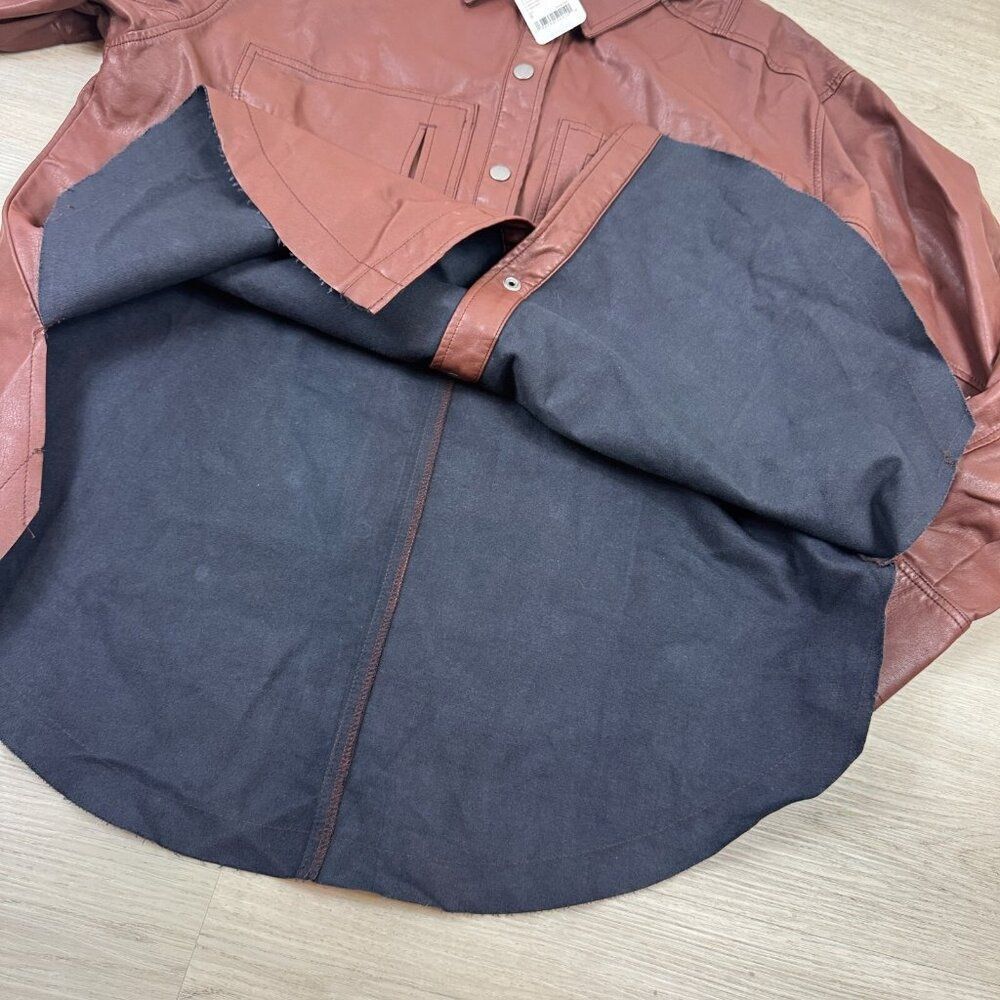 Free People Easy Rider Faux Leather Shirt Jacket Womens Small Brown Desert Topaz - Picture 9 of 9